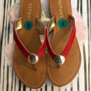 NWOT Coral/orange flop sandals